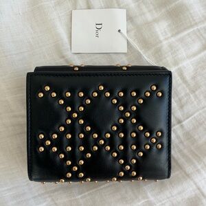 Dior Black and Gold Studded Wallet
